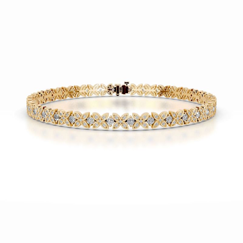 Kathleen Lab Grown Diamond Tennis Bracelet 18K Yellow Gold -Round